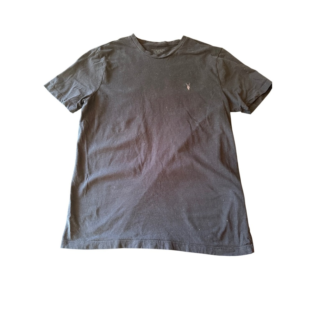 AllSaints T-Shirt Black Brace SS Crew Regular Fit Embroidered Ramskull